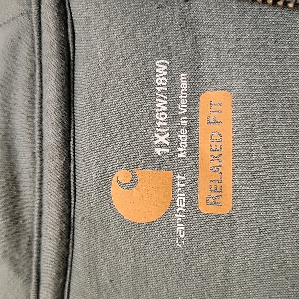 Carhartt Sage Green Full-Zip Hoodie Size 1X (16/18) - Picture 2 of 10